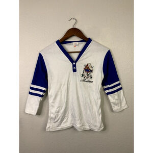 90s Vintage Le Riche M Montana Birdhouse Graphic Quarter Sleeve Shirt